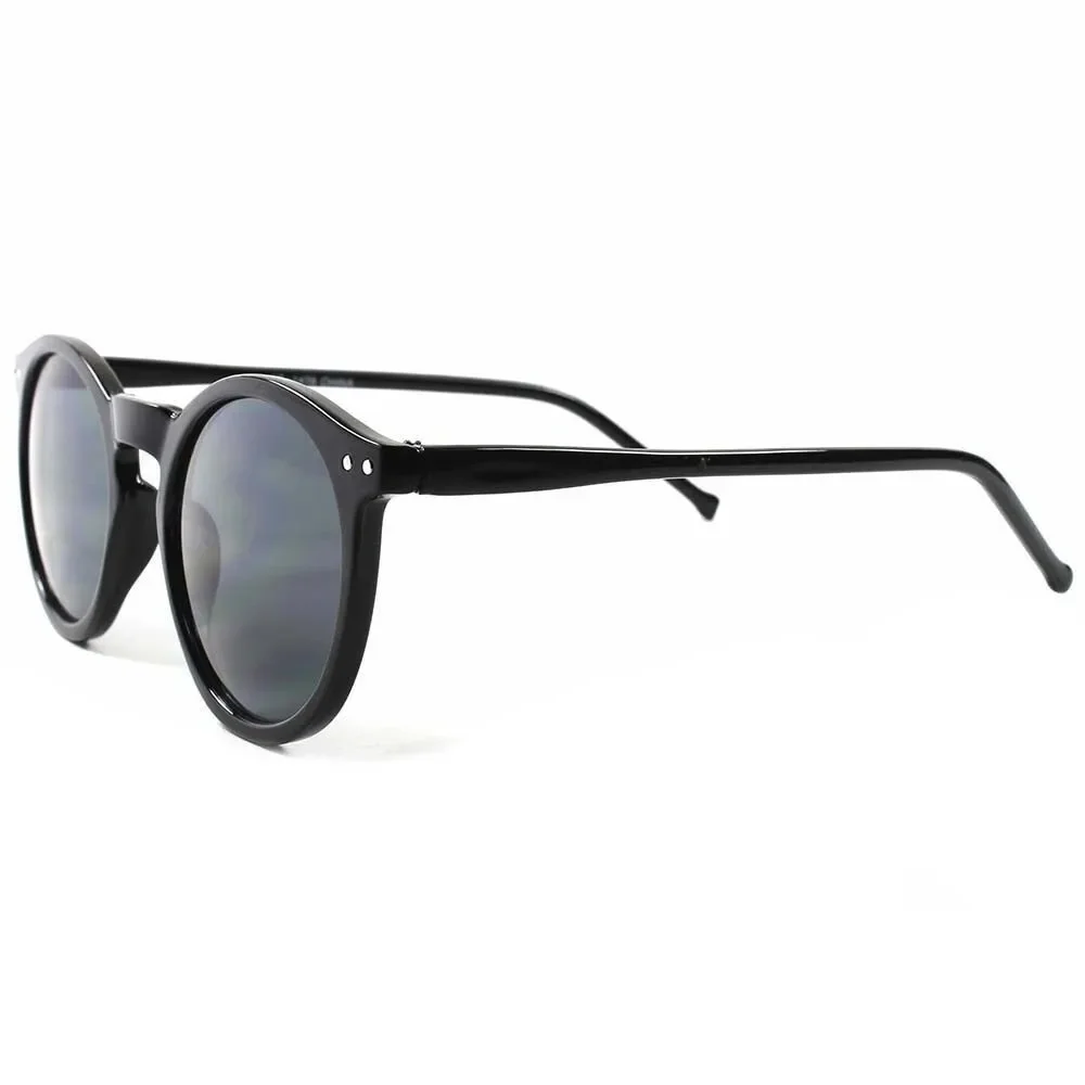 Classic Vintage Retro Old Fashioned Hipster Mens Womens Black Round Sunglasses